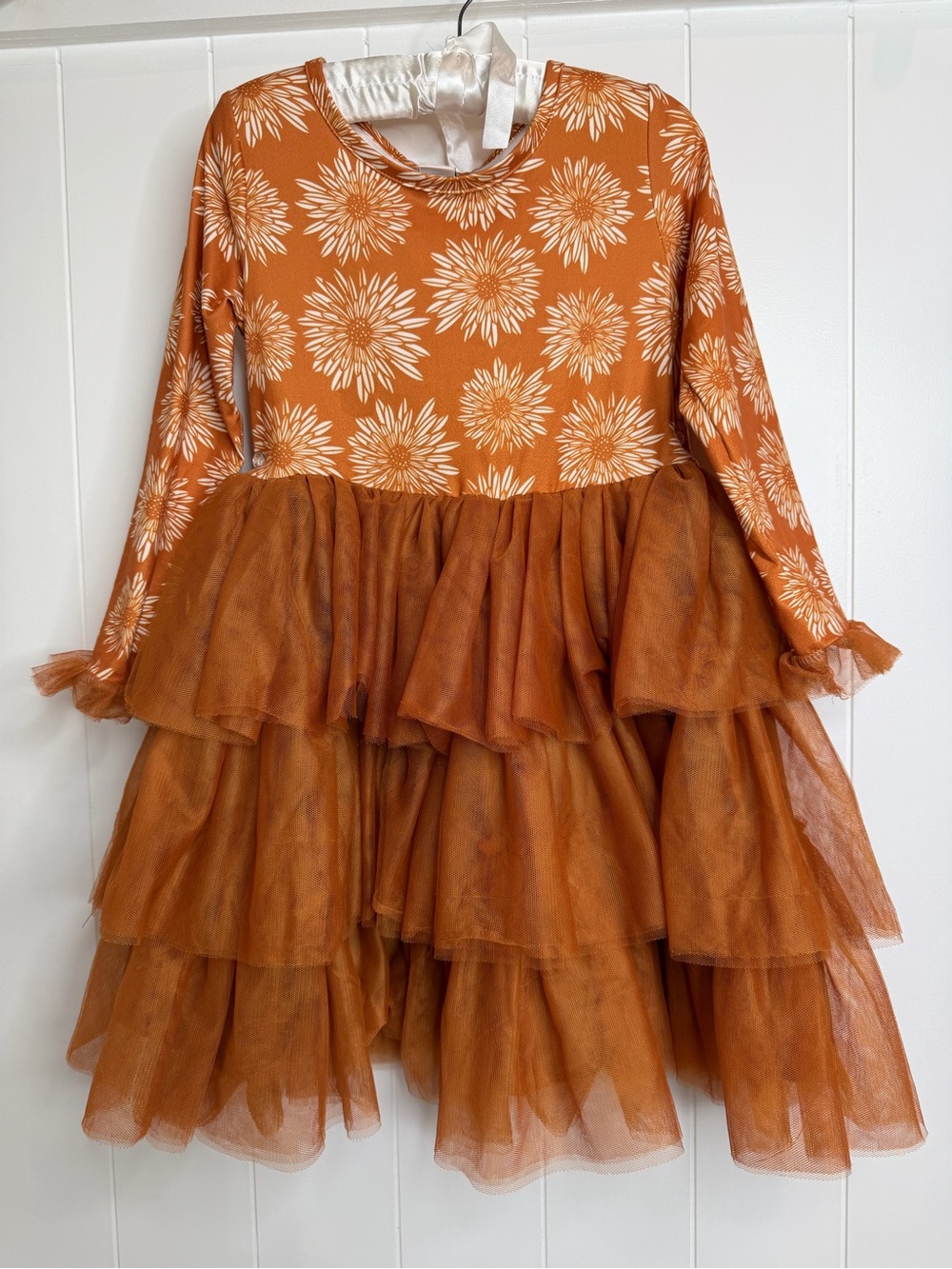 Rust Daisy Tiered Tulle Girls' Costume Dress